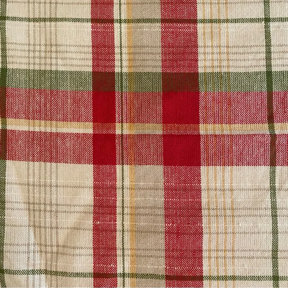 Design Imports Set of 4 Napkins Red & Green Plaid 100% Cotton Rustic Faarmhouse